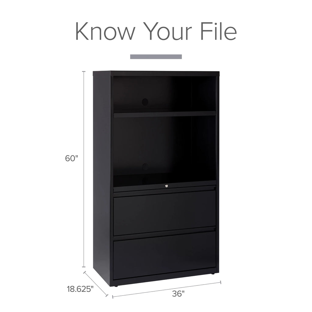 36 inch Wide 2 Drawer Metal File Cabinet, Black P95099