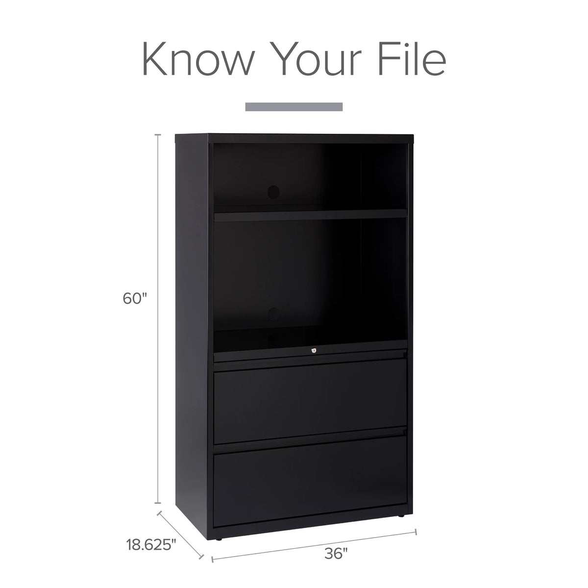36 inch Wide 2 Drawer Metal File Cabinet, Black P95099