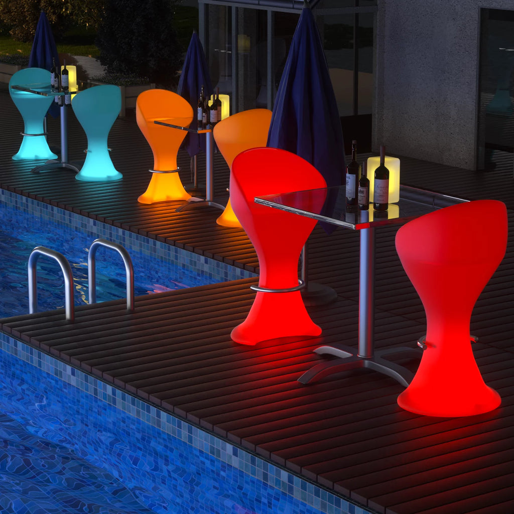 Set of 3 LED Light Up Square Bar Table + Stools V827238