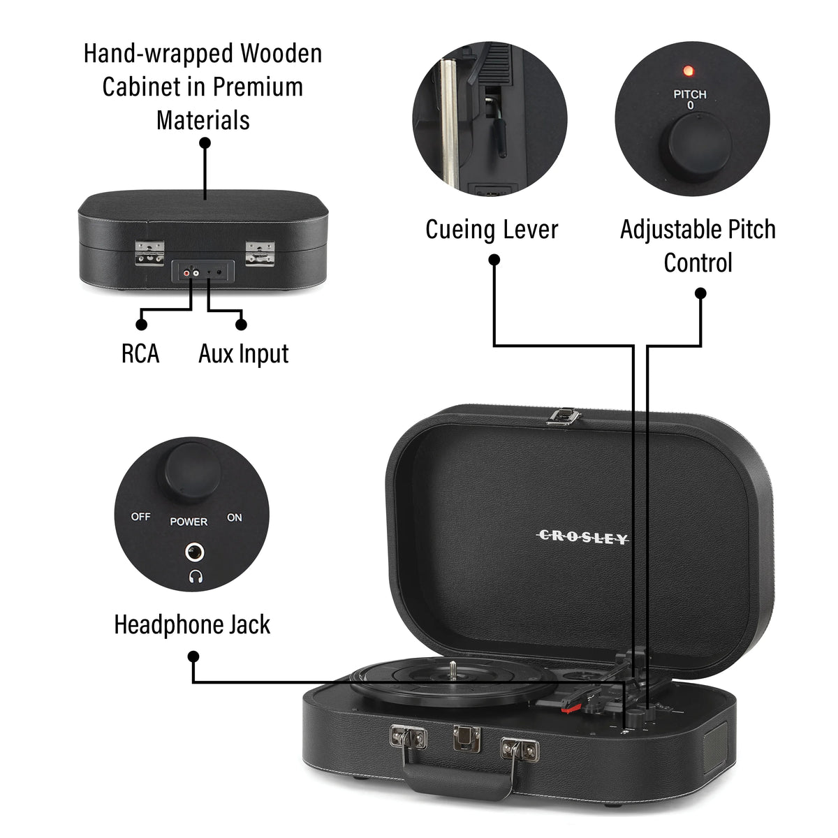 Vinyl Record Player with Speakers and Wireless Bluetooth Turntable J9377