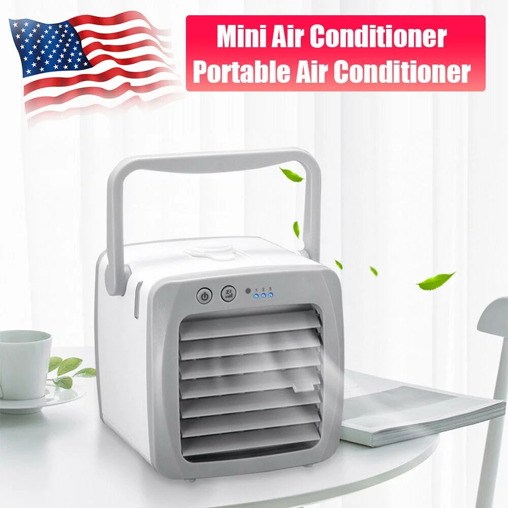 Portable Mini Air Conditioner USB Cooling Fan, 3-in-1 Humidifier, White, 200ml J62710