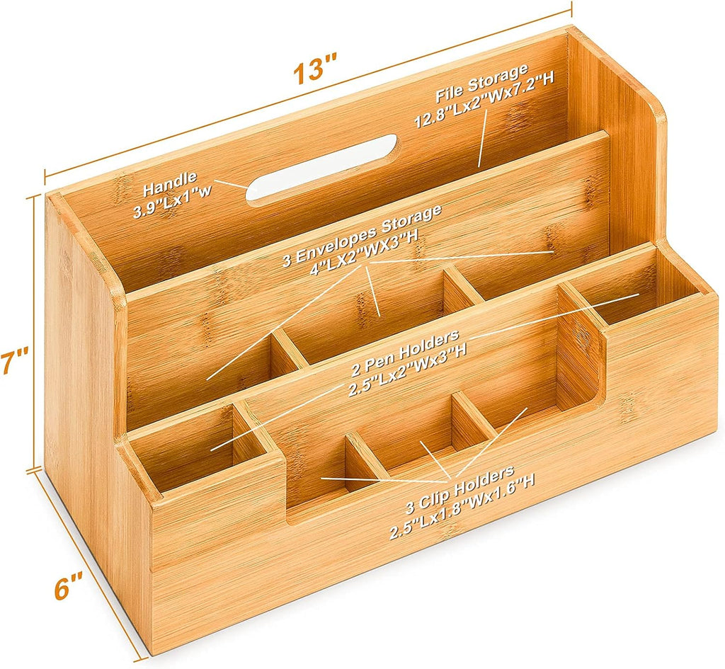 Bamboo Desk Organizer with Handle, 9 Compartments Pack of 2 Y224095