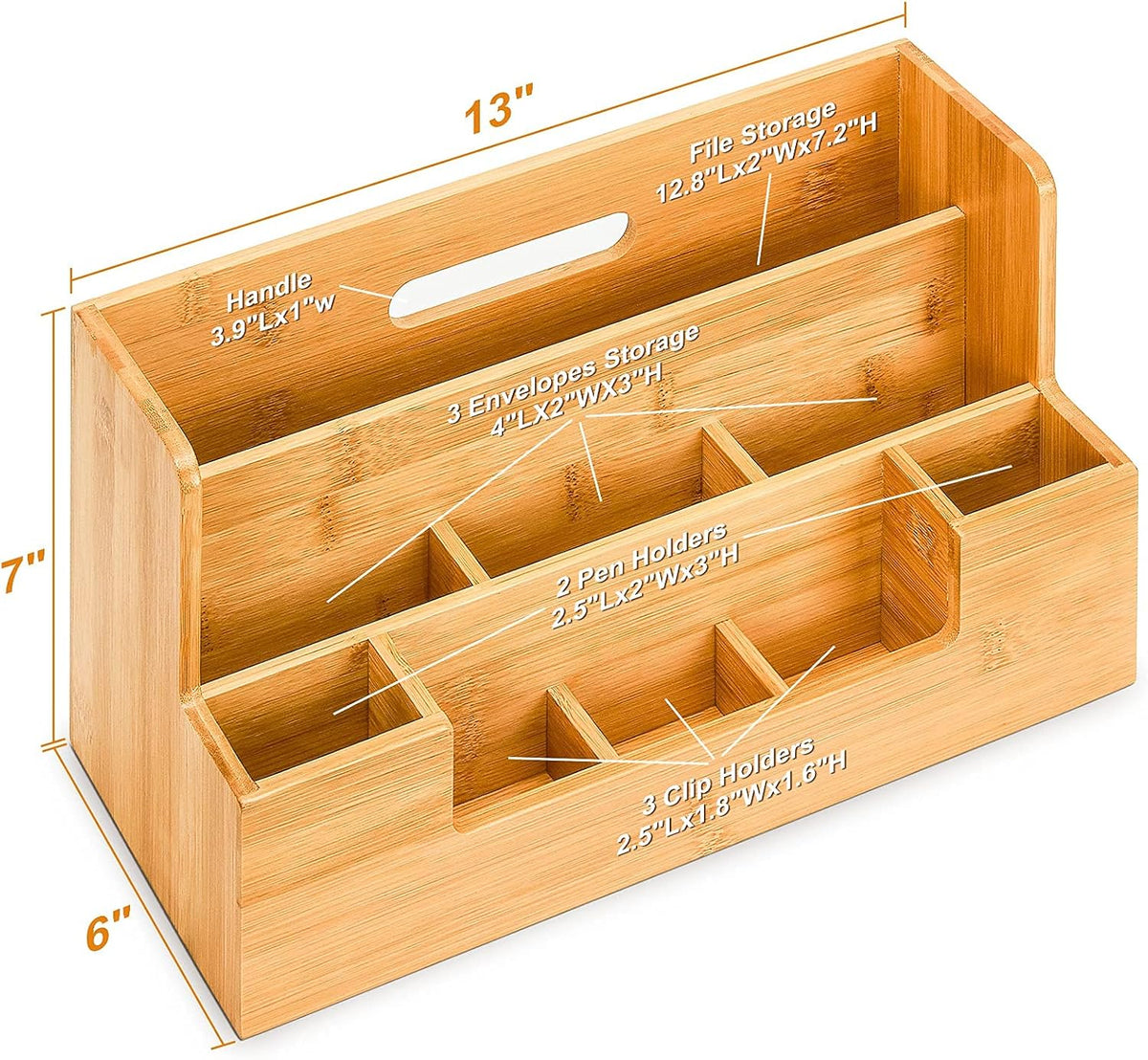 Bamboo Desk Organizer with Handle, 9 Compartments Pack of 2 Y224095