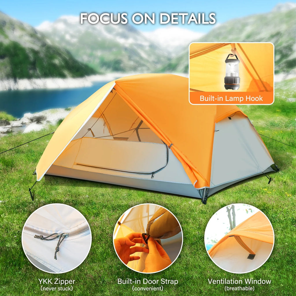 2-3 Person Waterproof Pop Up Camping Tent with Sun Shade H792394