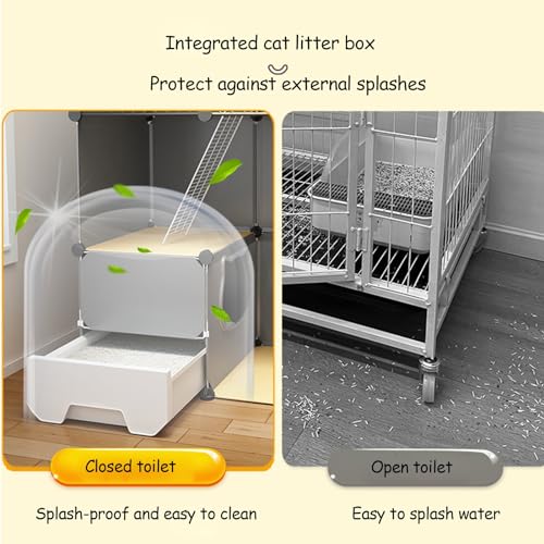 Large 2/3 Tier Cat Cage with Cat Litter Box W396969