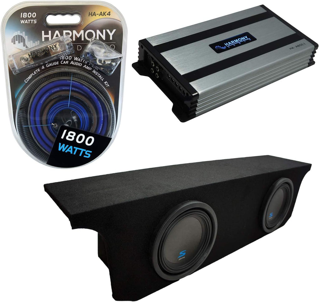 Dual 10" Loaded Sub Box Enclosure with Amplifier and 4 Gauge Amp Install Kit J4685