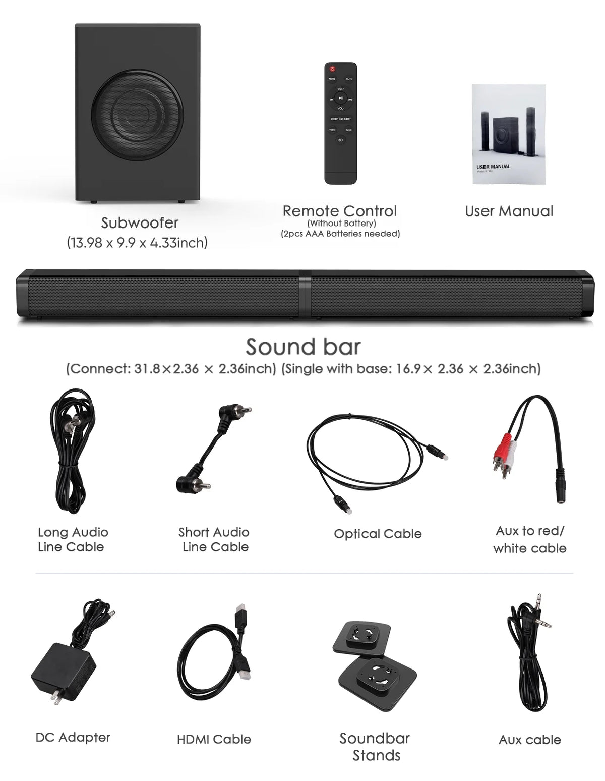 2.1 CH Separable Soundbar with Subwoofer Y411856