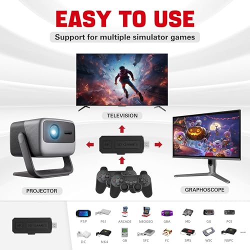256GB Wireless Retro Gaming Console with 2.4GHz Wireless Controllers X647