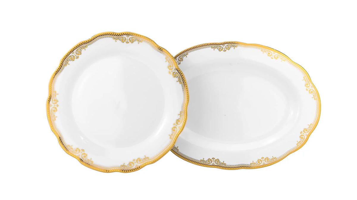 57 Piece Porcelain Dinnerware Set with Scalloped Edges Z80215