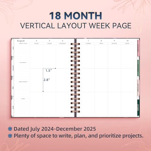18 Month Weekly & Monthly Planner Spiral Bound Hard Cover with Stickers & Gift Box V120