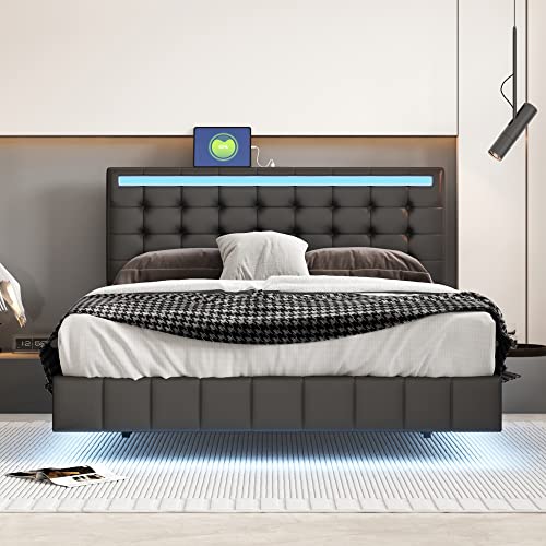 Queen Size LED Bed Frame with USB Charging O2761