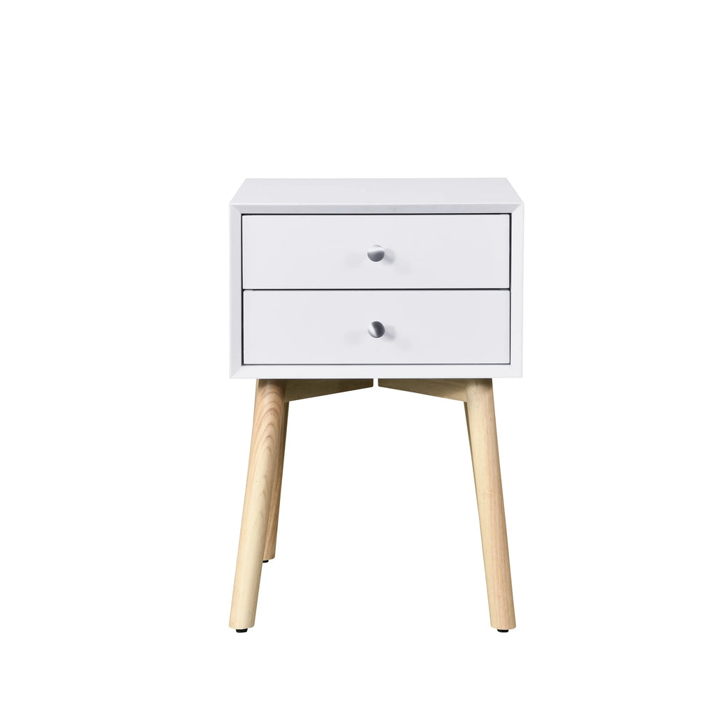 White 2 Drawer Rubber Wood Side Table K187