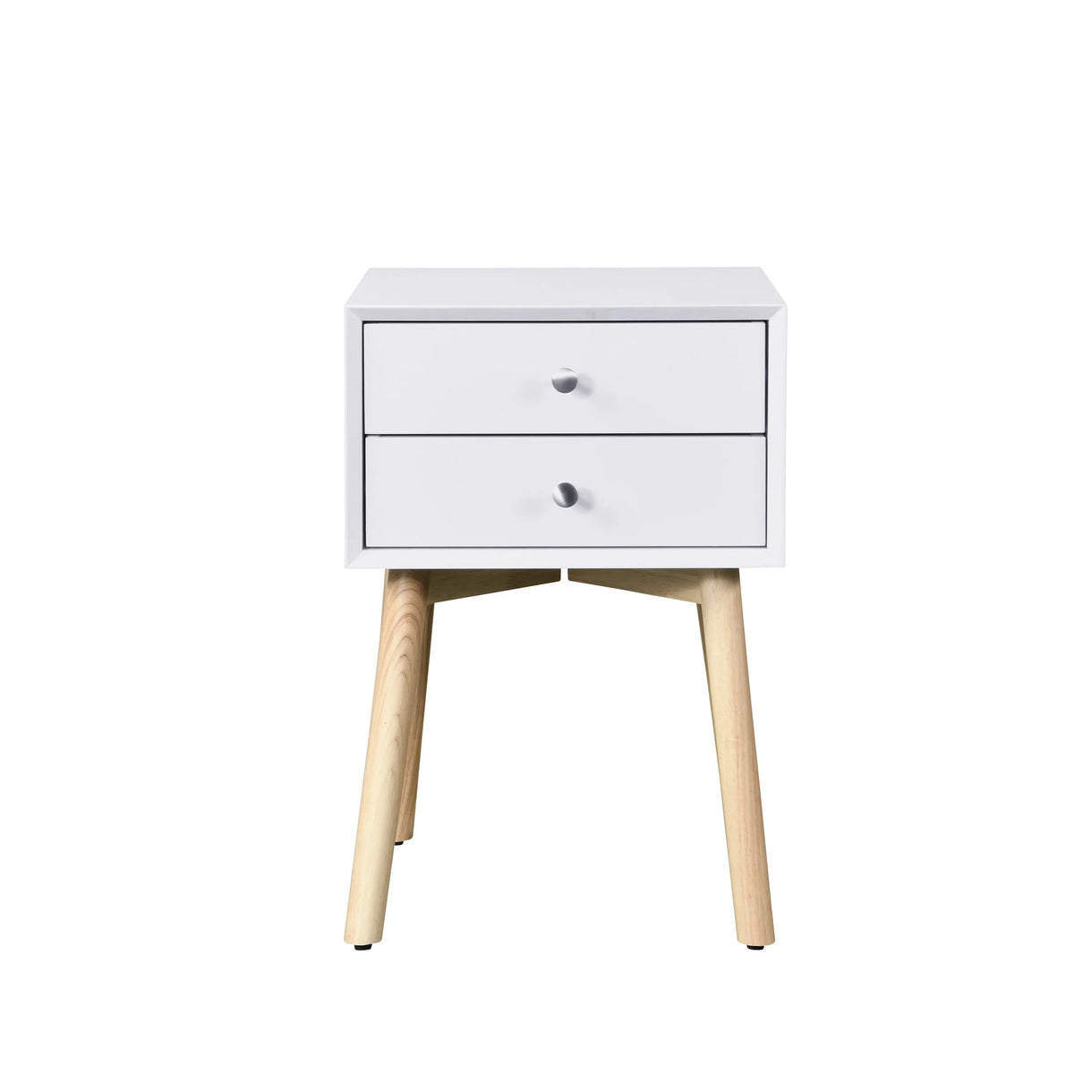 White 2 Drawer Rubber Wood Side Table K187
