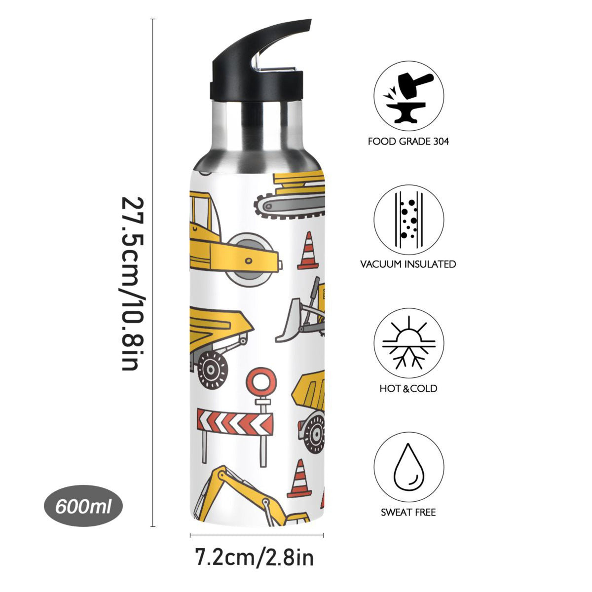 Stainless Steel Insulated Water Bottle with Straw Lid G219