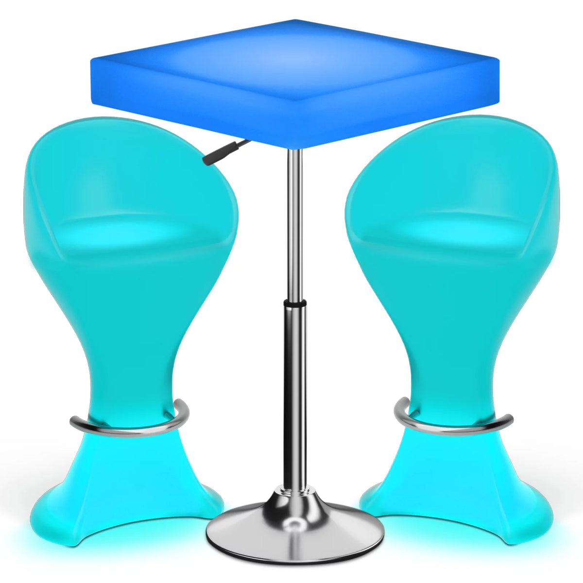 Set of 3 LED Light Up Square Bar Table + Stools V827238