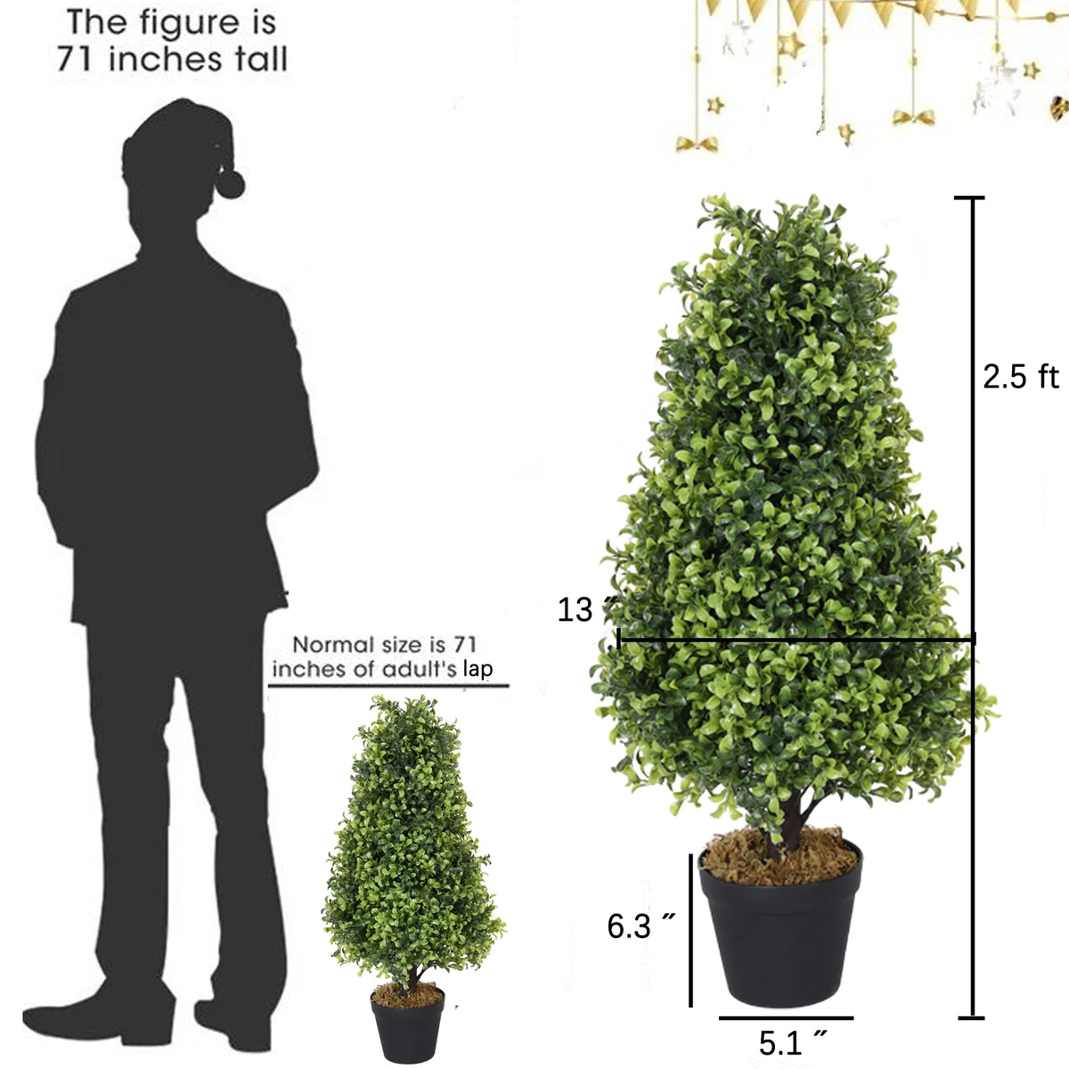 Artificial Topiary Trees 2 Pack 30 Inch Faux Boxwood I4867