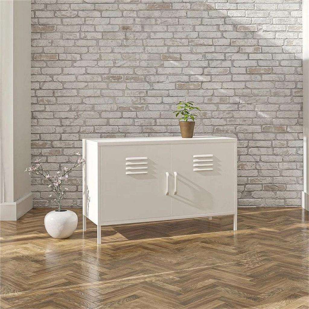 2 Door Metal Accent Cabinet in White F337130
