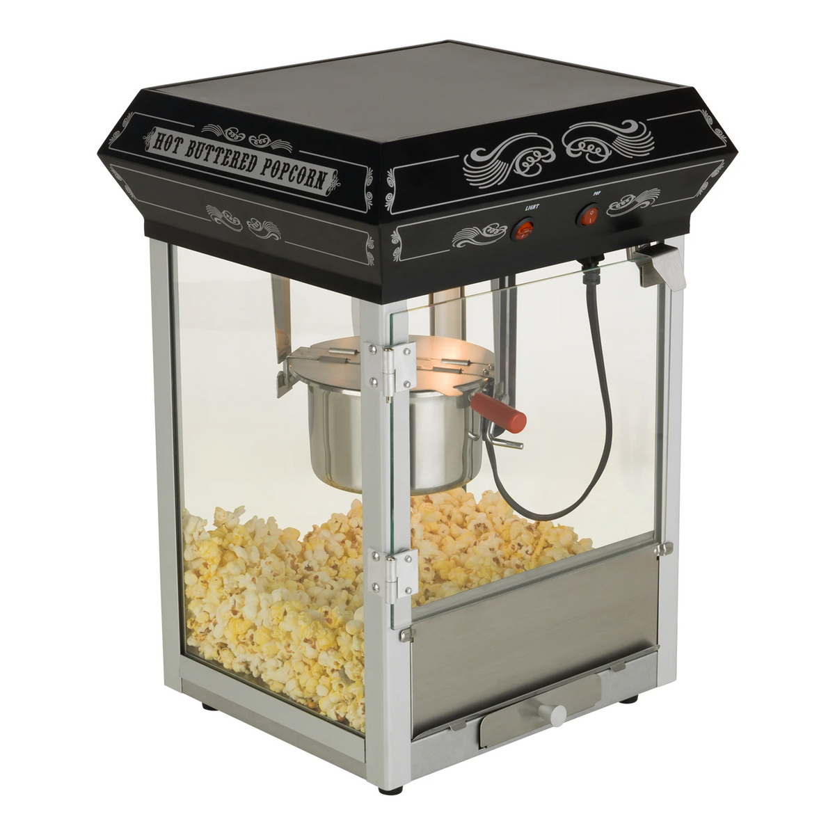 Black/Silver 4oz Popcorn Machine with Cart V237