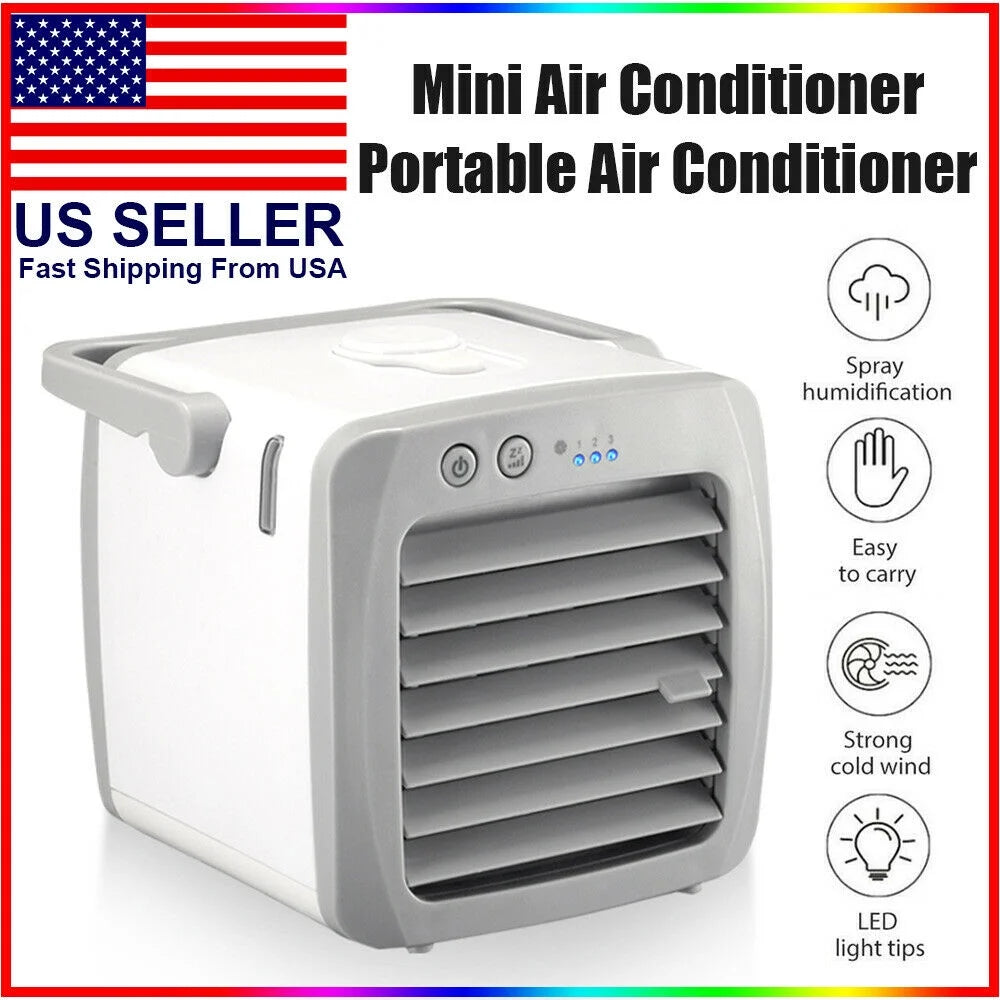 Portable Mini Air Conditioner USB Cooling Fan, 3-in-1 Humidifier, White, 200ml J62710