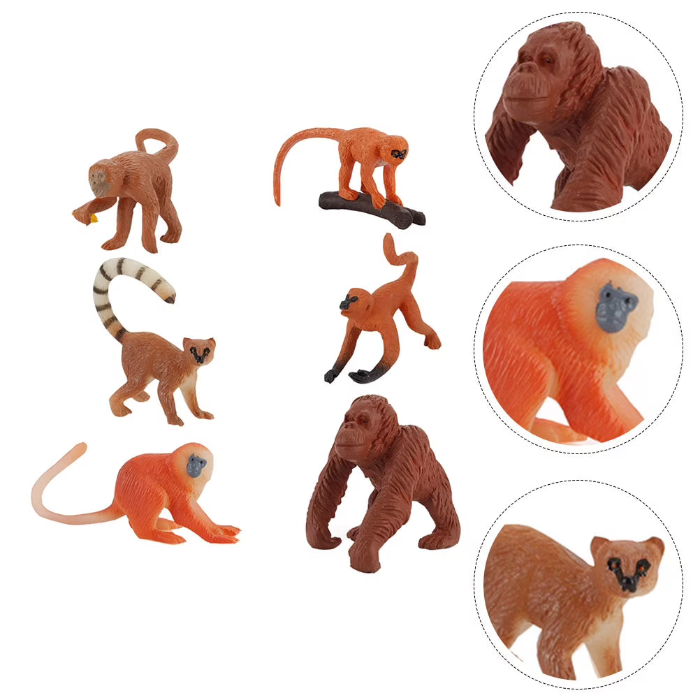 Monkey Animal Figurines Toys Figures Model Miniature Gorilla Figure Cake Kids Models Simulation Statue Zoo I23408