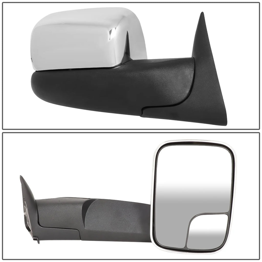Pair Manual Adjustment Flip Up Towing Mirror Chrome Cover C429