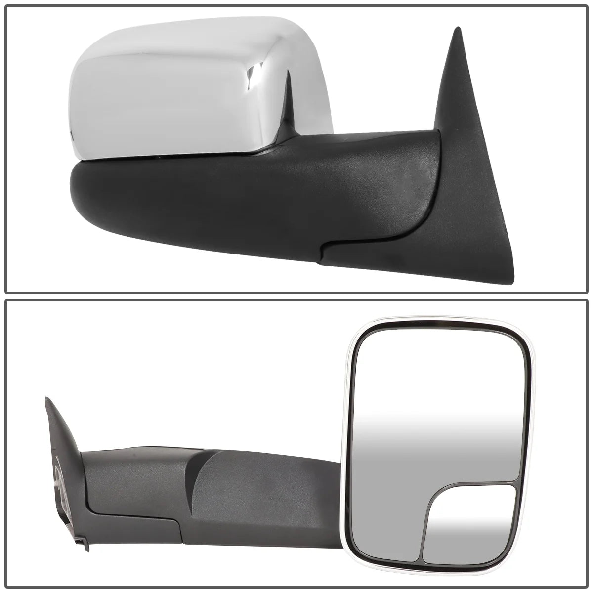 Pair Manual Adjustment Flip Up Towing Mirror Chrome Cover C429