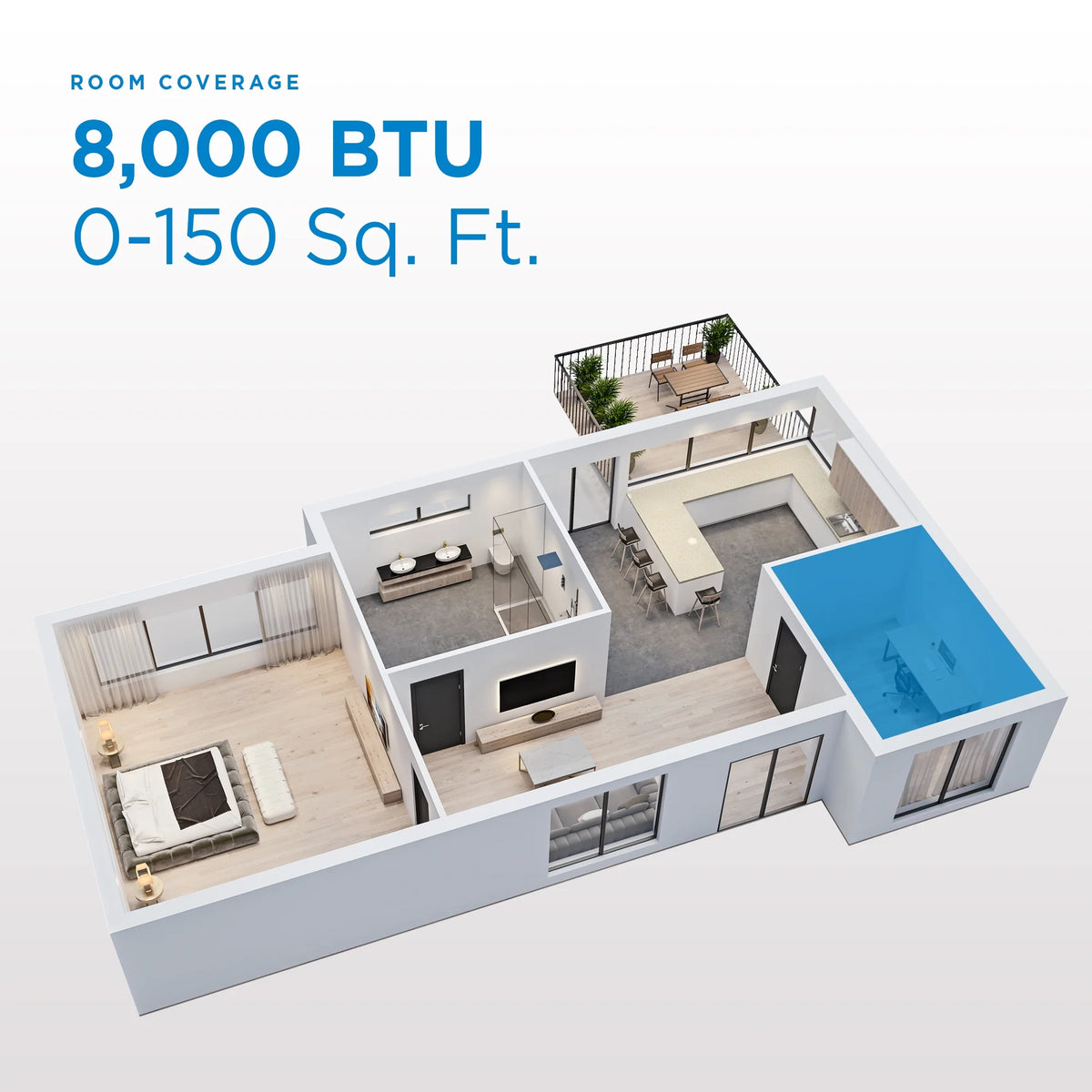 5000 BTU White Portable AC D7089