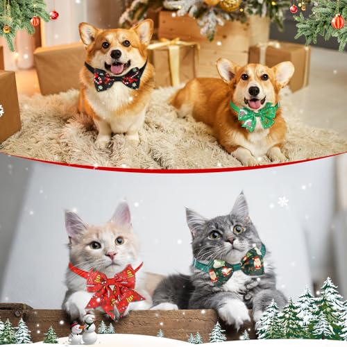 240 Pcs Christmas Dog Bow Ties Collars Set A80215