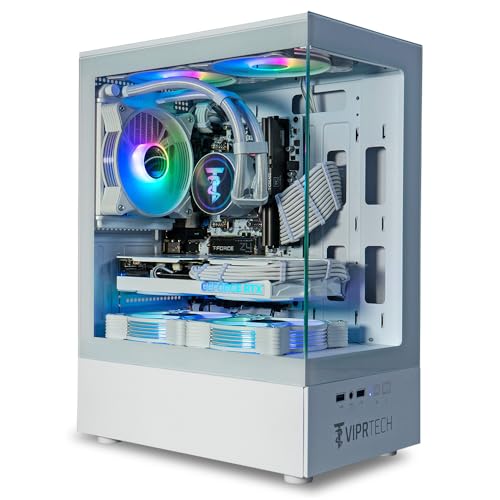 White Liquid-Cooled Gaming Desktop Computer, AMD Ryzen 7, RTX 4060 8GB, 32GB DDR4, 1TB NVMe SSD L525643