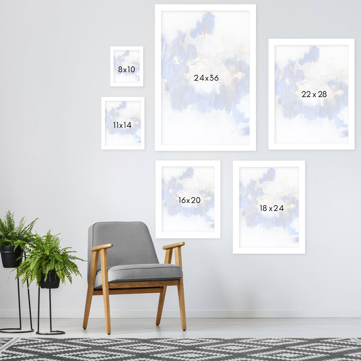 2 Piece White Framed Print Set S302704
