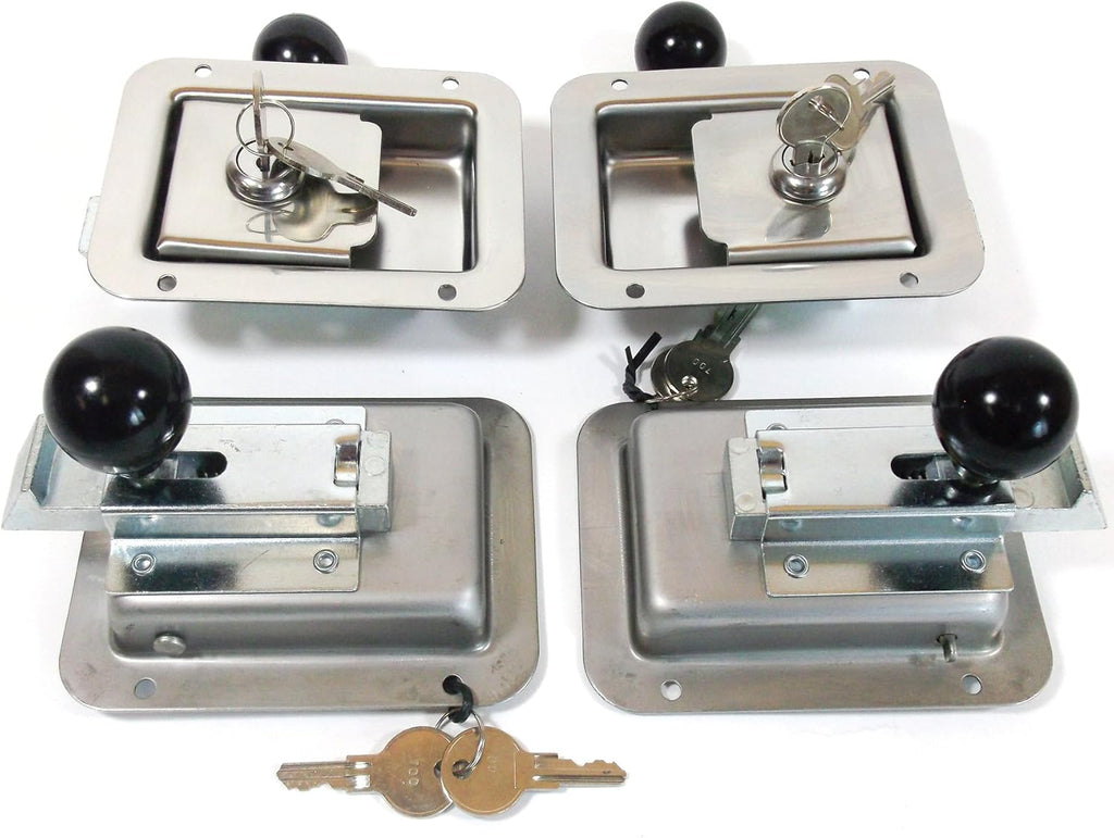4 Pack Stainless Steel Locking Door Latch with Interior Safety Release F9574