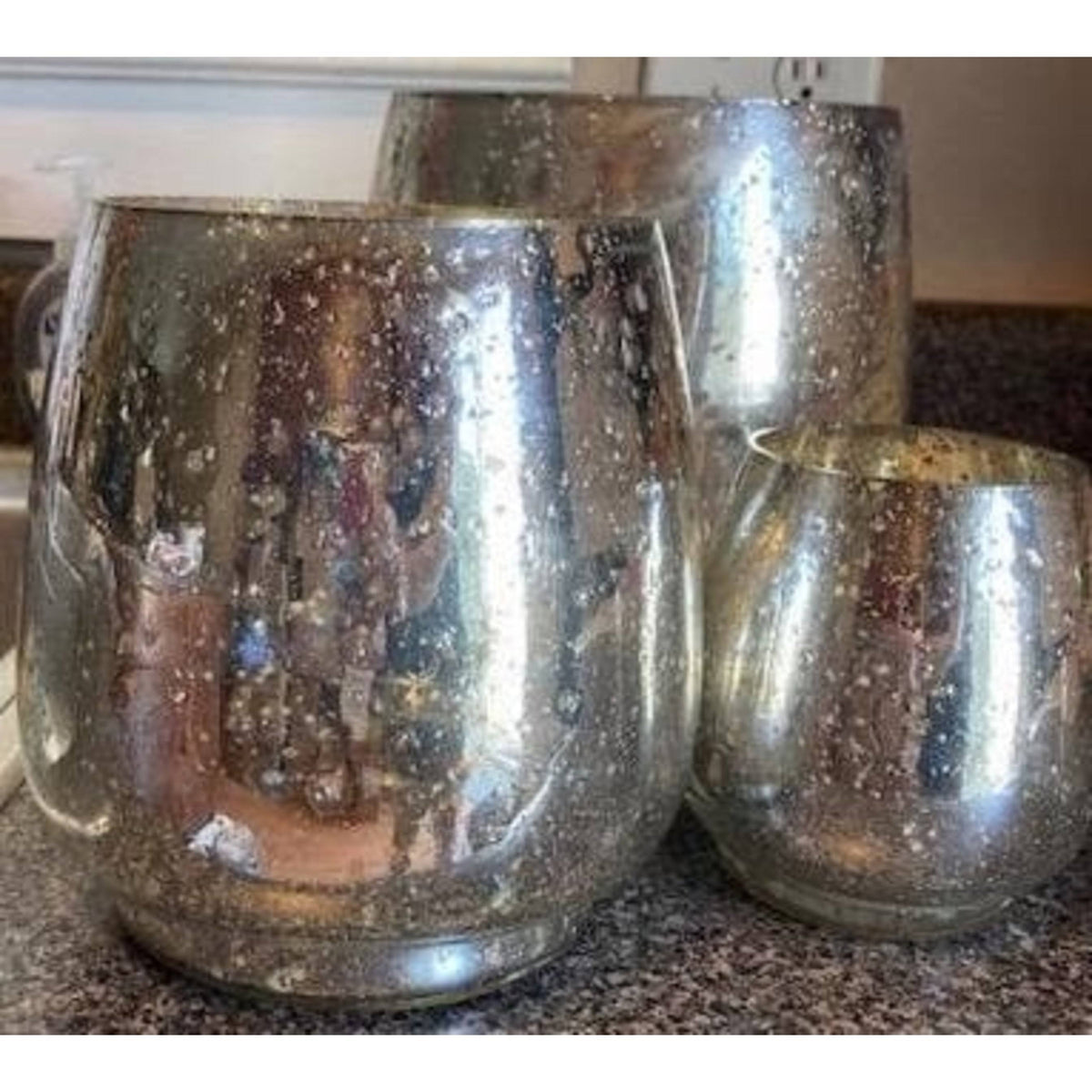 Silver Mercury Glass Candle Holders H8990