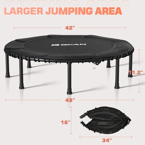 40"/48" Foldable Mini Trampoline with Durable Bungees Y487465
