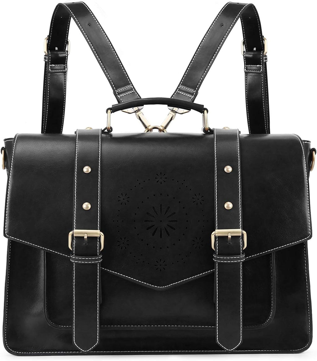 Tan PU Leather Laptop Messenger Bag W8410