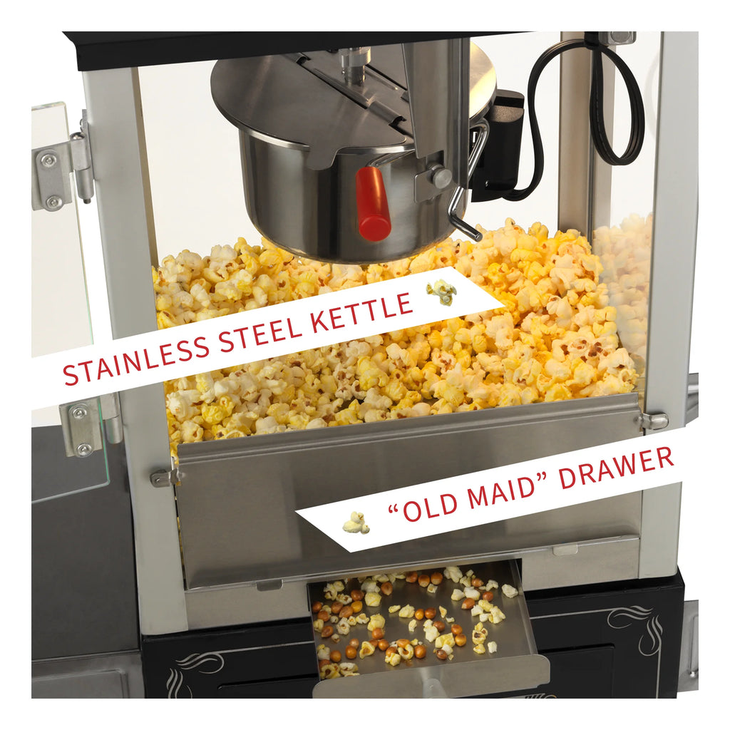 Black/Silver 4oz Popcorn Machine with Cart V237
