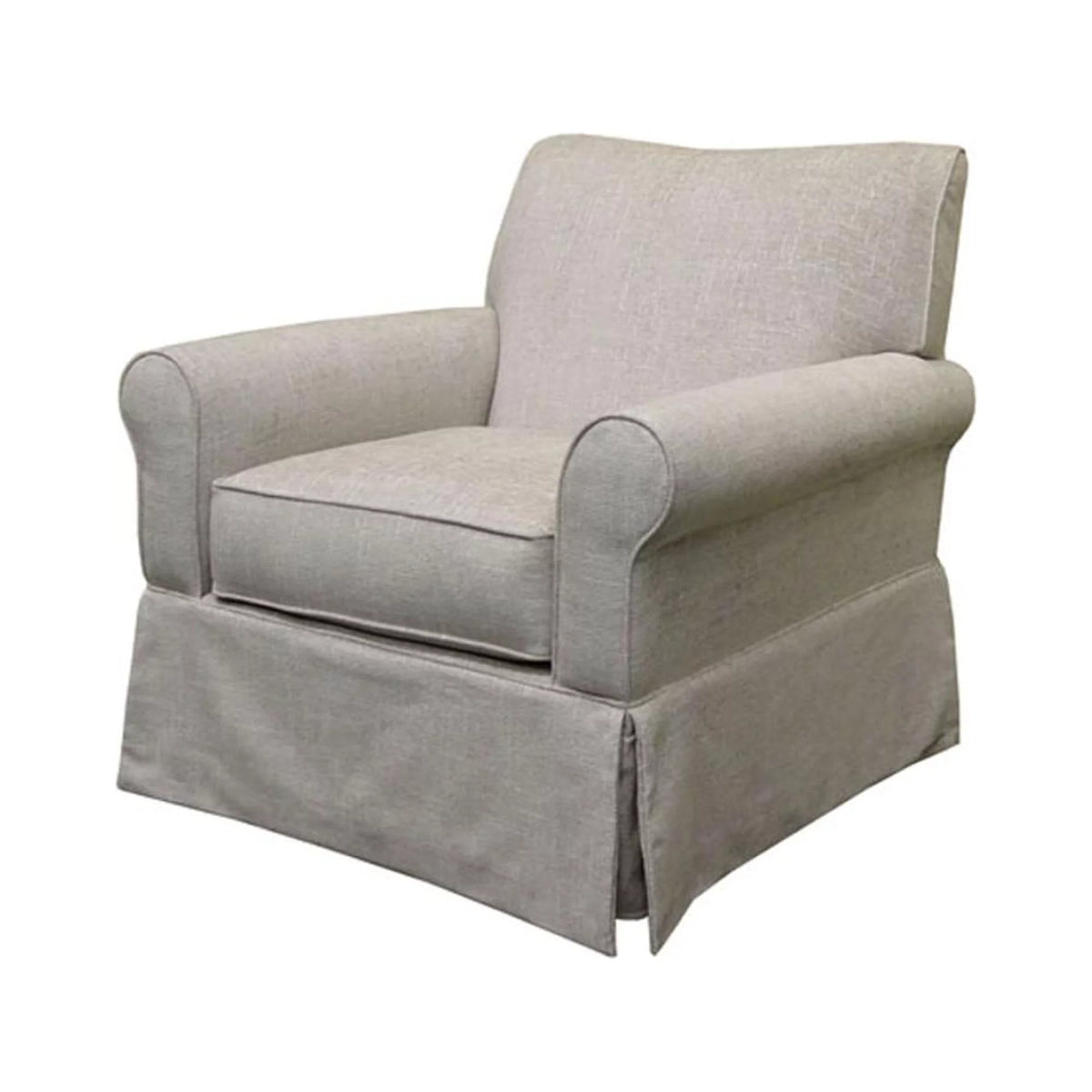 Off White Fabric Upholstered Swivel Glider Accent Chair F8886