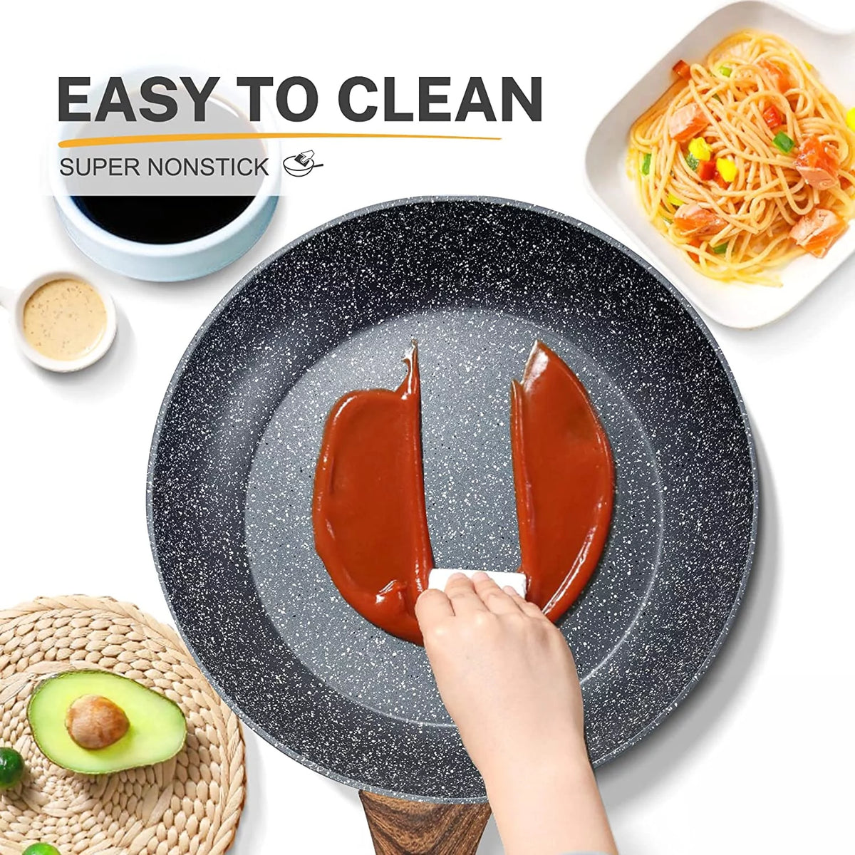 Non Stick Granite 8 Pieces Induction Cookware Set C86387