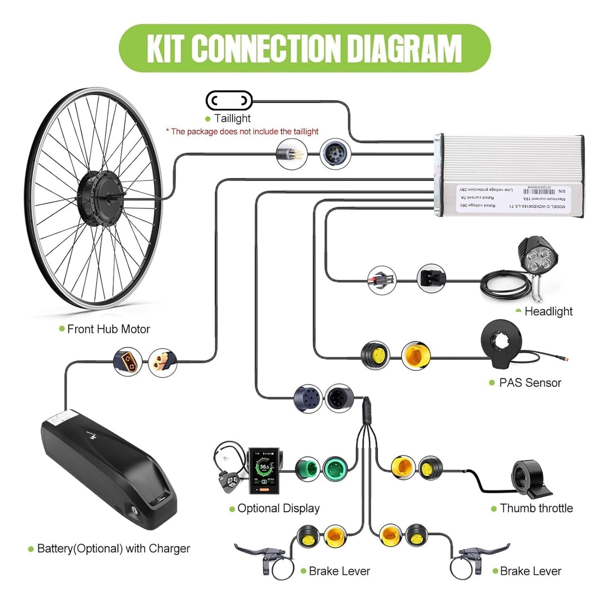 48V 500W Front Hub Motor Electric Bike Conversion Kit with LCD Display K308
