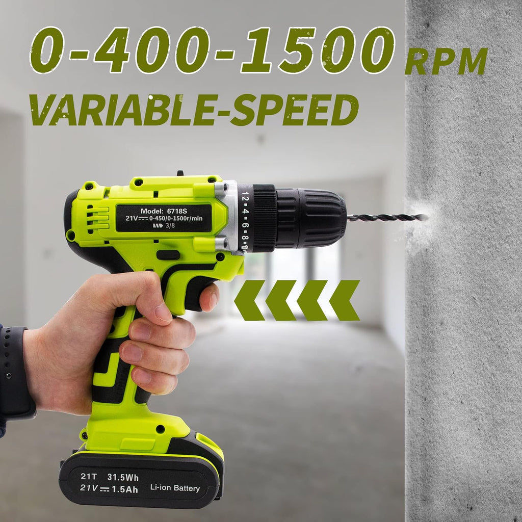 21V Cordless Drill Driver Tool Kit 43pcs Drill Bits H969802