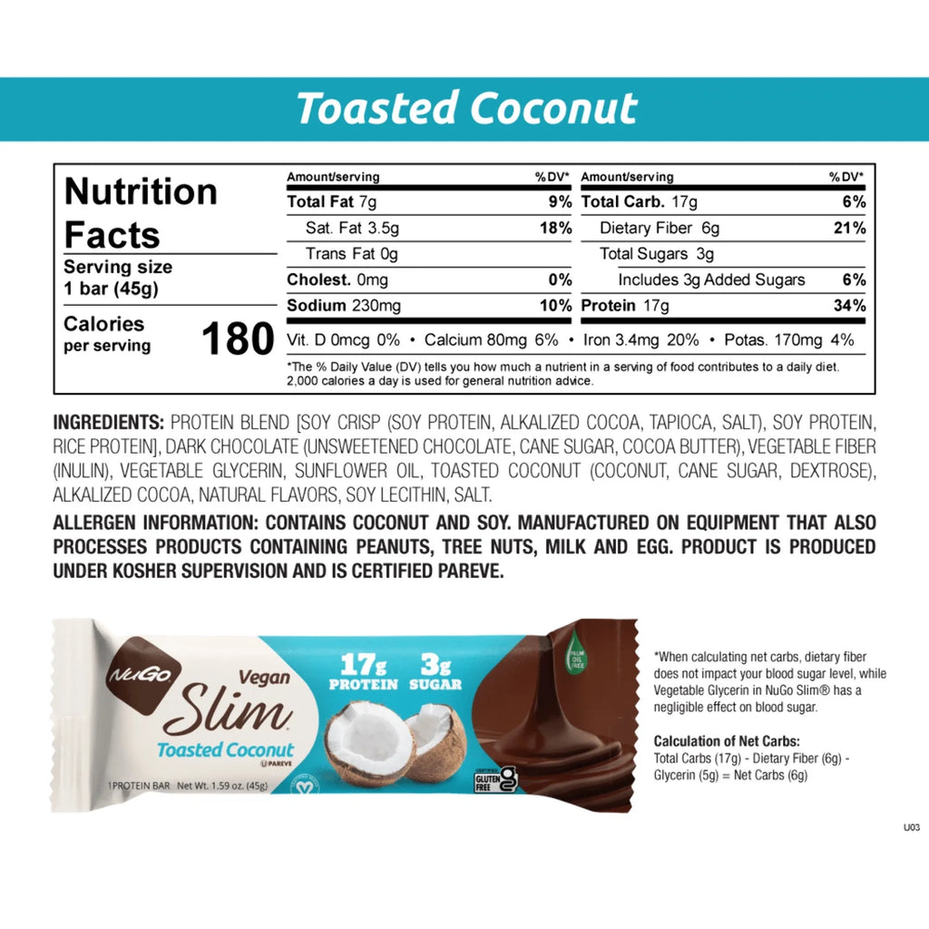 Dark Chocolate Toasted Coconut 12 Count Protein Bar X566614