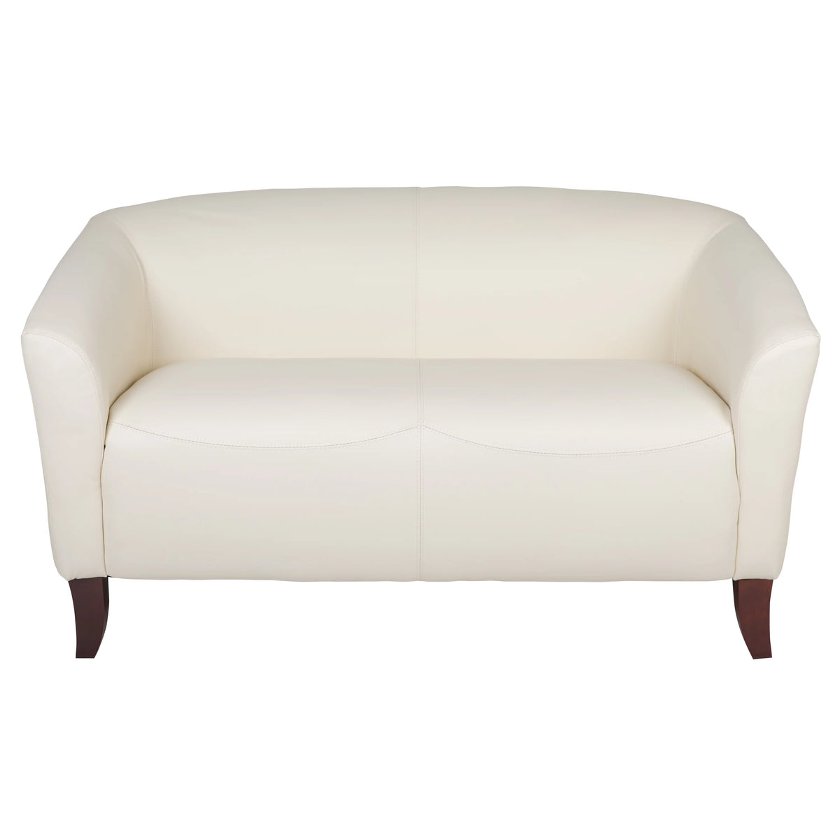Ivory LeatherSoft Loveseat with Cherry Wood Feet M599515