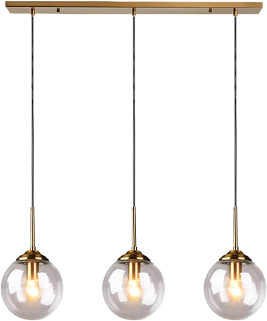 3 Light Brass Glass Pendant Light Fixtures C3391
