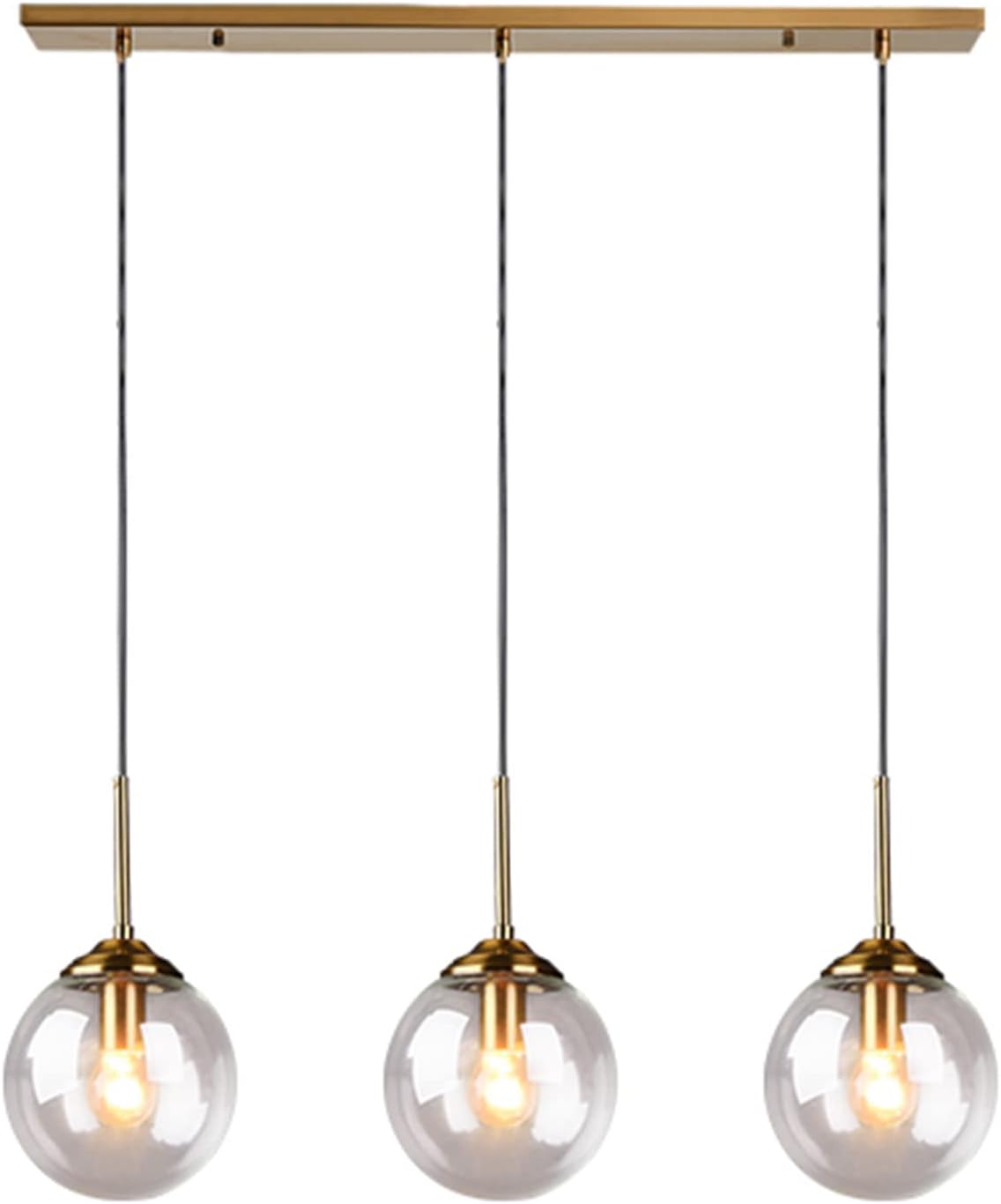 3 Light Brass Glass Pendant Light Fixtures C3391