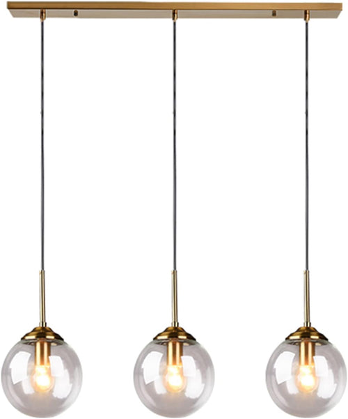 3 Light Brass Glass Pendant Light Fixtures C3391