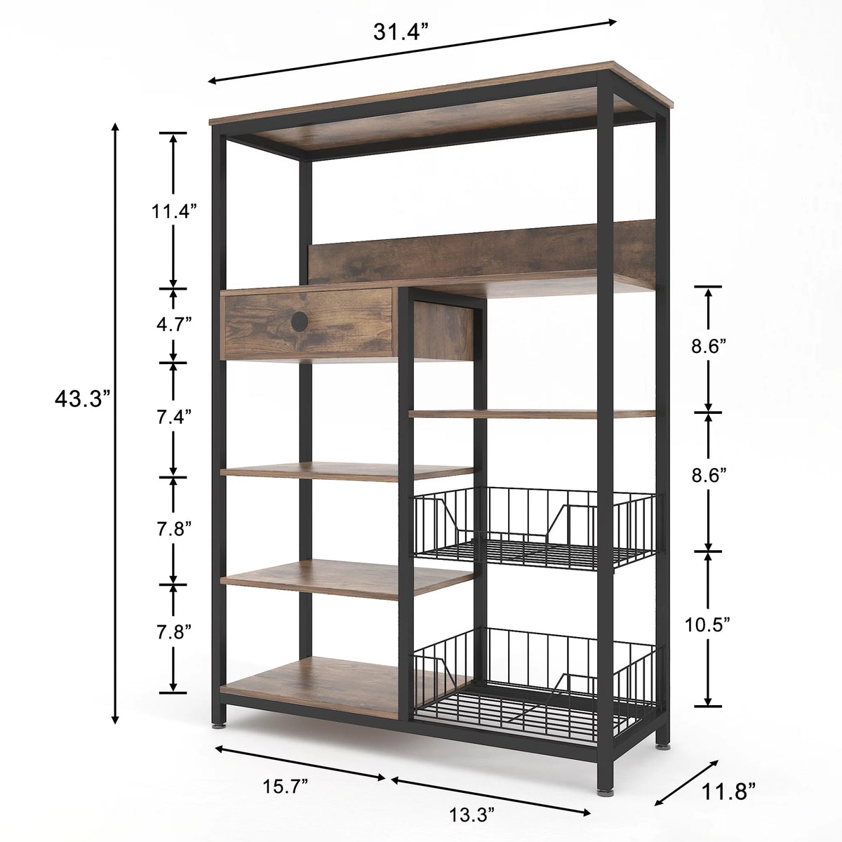 5-Tier Kitchen Bakers Rack with Storage G1151