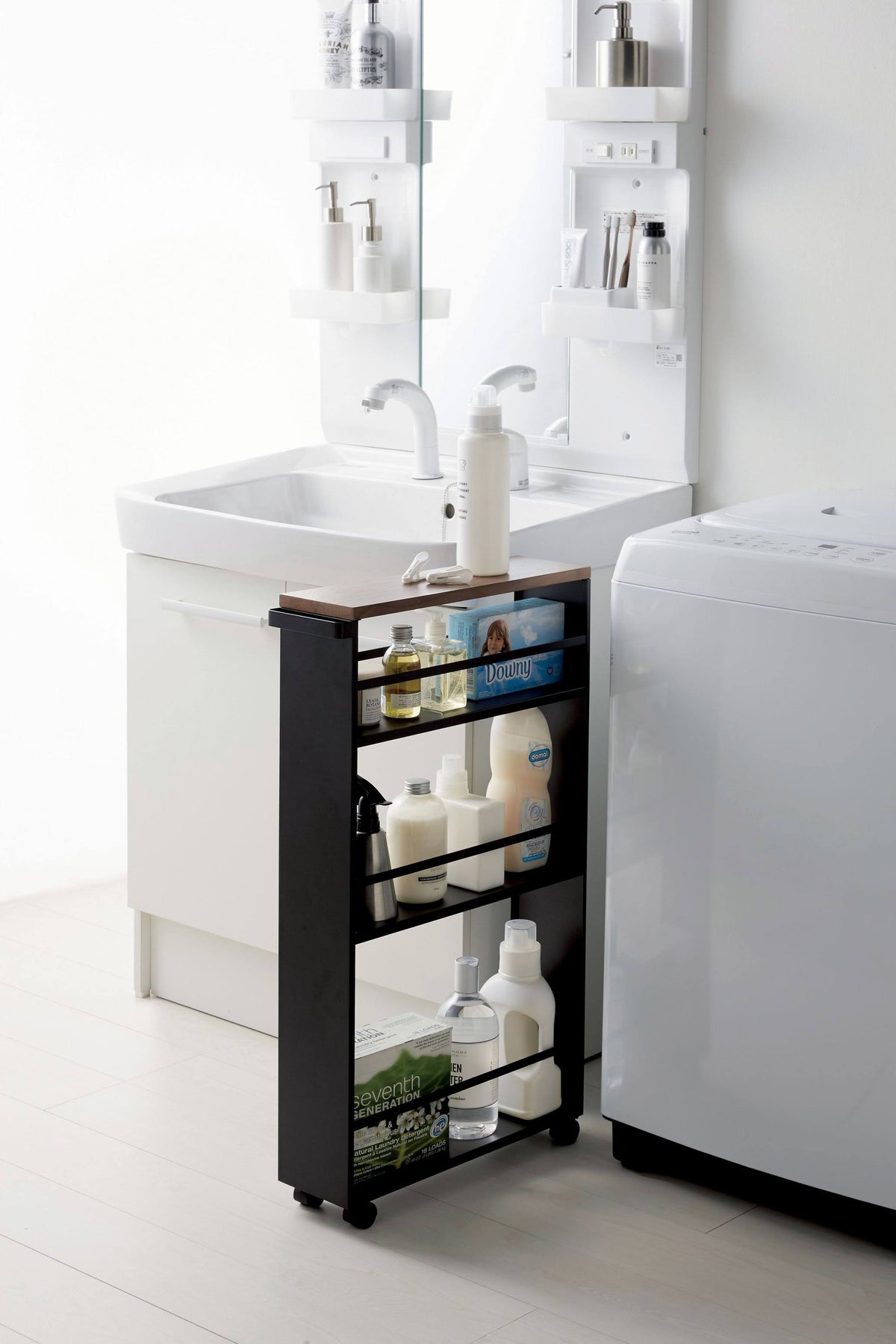 Black Rolling Slim Storage Cart with Handle X682