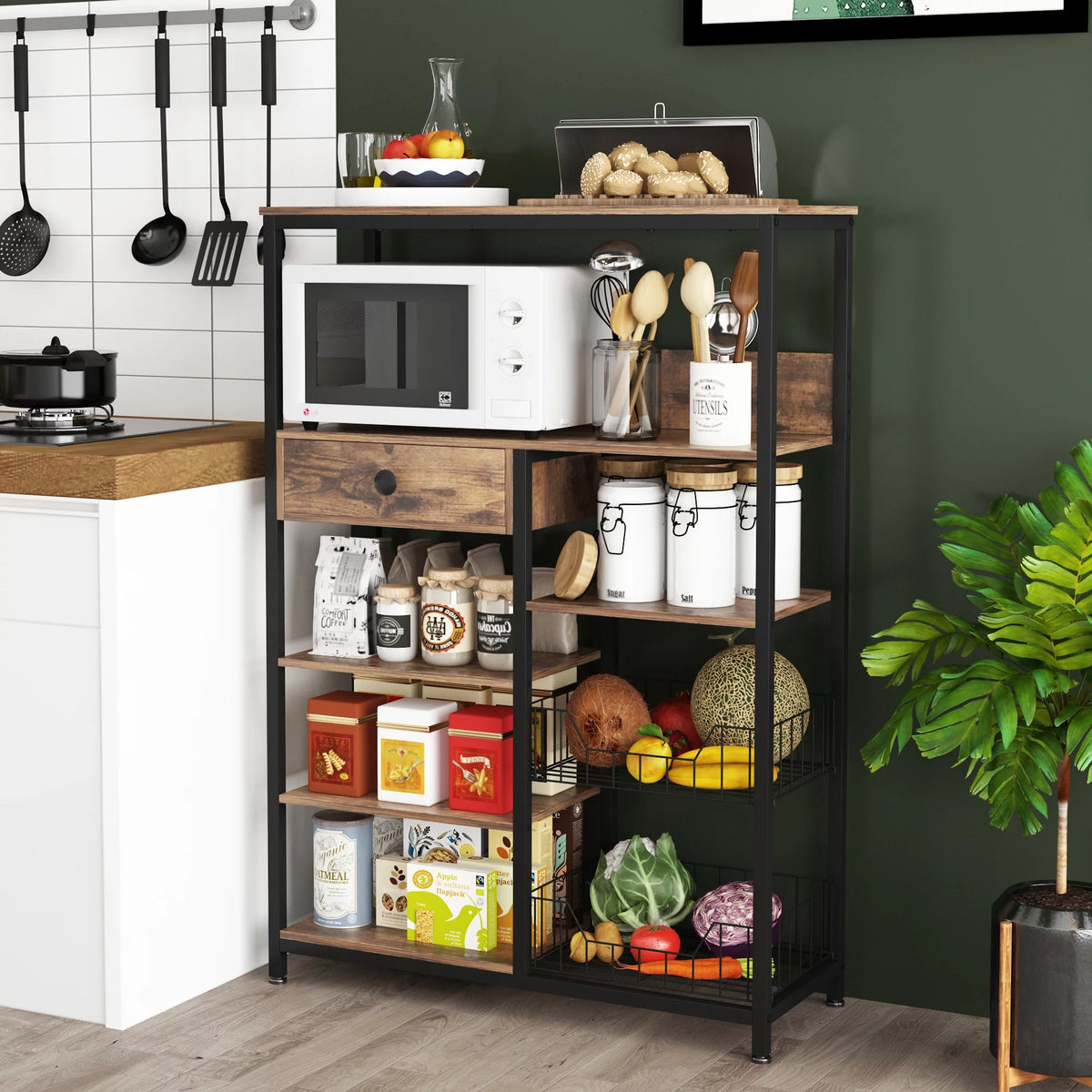 5-Tier Kitchen Bakers Rack with Storage G1151