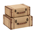 Beige Wooden Nesting Upholstered Trunk 2-Pieces Q396
