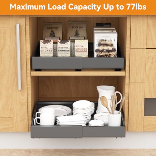 16.6" Deep Extendable Cabinet Slide Out Shelves with 3 Rails, 1 Pack I883