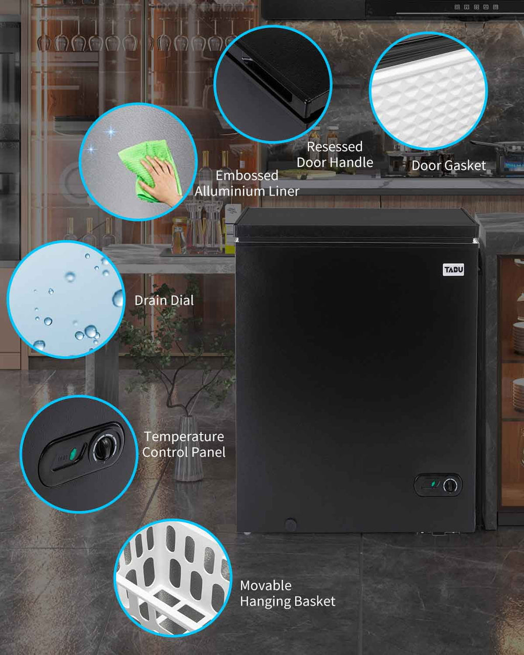 10.0 Cu Ft Black Chest Freezer with Removable Basket J4567